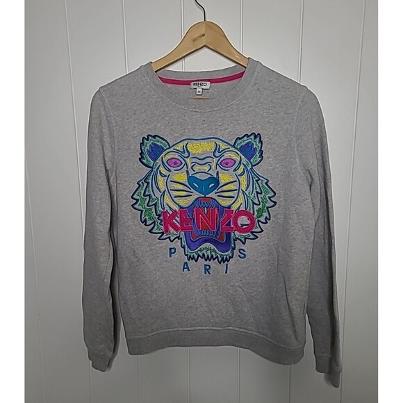 Kenzo Paris Embroidered Logo Grey Sweatshirt Pullover Girls Medium - Picture 1 of 9